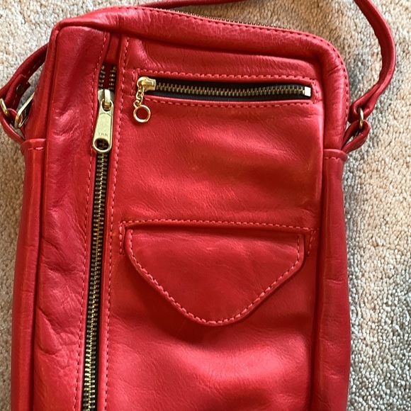 Genuine leather red crossbody handbag - Picture 2 of 6